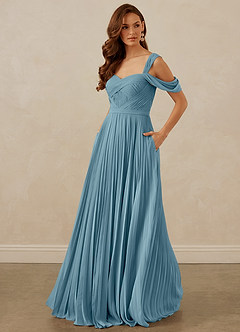 Christian Siriano Bridal for Azazie 1013 Bridesmaid Dresses Moody Blue A-Line Off the Shoulder Chiffon Dress image1
