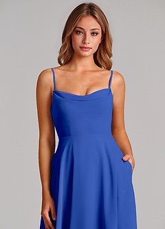 Azazie Elle Bridesmaid Dresses Royal Blue A-Line Pleated Chiffon Dress image6