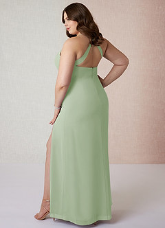 Azazie Manila Bridesmaid Dresses Dusty Sage Sheath V-Neck Chiffon Dress image10
