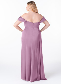 Azazie Amyra Robes de demoiselle d'honneur Robe Fourreau Convertible en Satin extensible Épaule décolletée Glycine image11