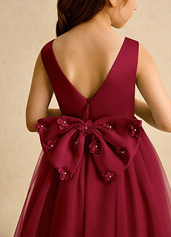 Azazie Malva vestidos de niña de las flores Vestido de Borgoña de Tul de Princesa con Lazo image6