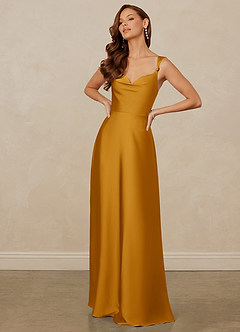 Christian Siriano Bridal for Azazie 1001 Bridesmaid Dresses Butterscotch A-Line Sweetheart Neckline Stretch Satin Dress image3