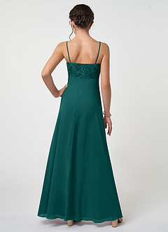 Azazie Sonya Junior Peacock A-Line Lace Chiffon Dress image2