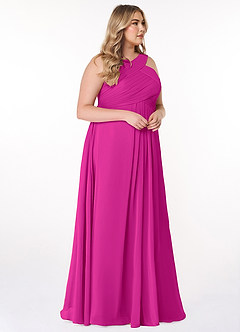 Azazie Kaleigh Bridesmaid Dresses Fuchsia A-Line Pleated Chiffon Dress image10