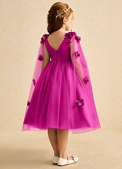 Azazie Staria Flower Girl Dresses Fuchsia Ball-Gown Ruched Tulle Dress image9