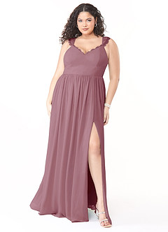 Azazie Cleobella Bridesmaid Dresses Vintage Mauve A-Line Sweetheart Lace Chiffon Dress image8