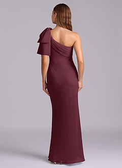 Azazie Yuanna Bridesmaid Dresses Cabernet Mermaid One Shoulder Chiffon Dress image2