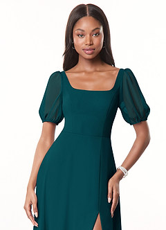 Azazie Alani Bridesmaid Dresses Pine A-Line Square Neckline Chiffon Dress image5