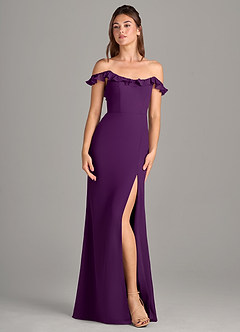 Azazie Callie Bridesmaid Dresses Grape Mermaid Side Slit Chiffon Convertible Dress image7