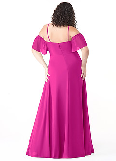 Azazie Sue Robes de demoiselle d'honneur Robe Trapèze Convertible en Mousseline de soie Épaule décolletée Fuchsia image7