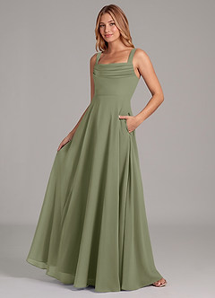 Azazie Shaude Bridesmaid Dresses Pistachio A-Line Pleated Chiffon Dress image4