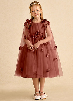 Azazie Staria vestidos de niña de las flores Vestido de Castaño de Tul de Princesa con Volante image3