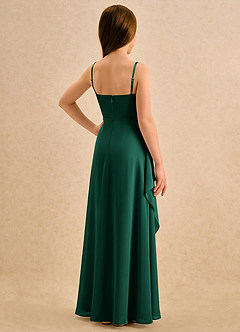 Azazie Cannoli Girls Formal Flower Girl Dresses Emerald A-Line Pleated Chiffon Dress image2
