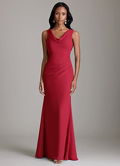 Azazie Linelle Bridesmaid Dresses Scarlet Mermaid Pleated Chiffon Dress image5