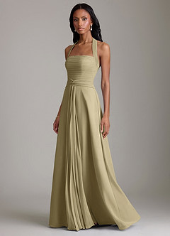 Azazie Clarisa Bridesmaid Dresses Moss Green A-Line Pleated Chiffon Dress image6