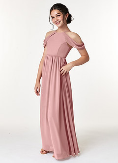 Azazie Seneca Junior Dusty Rose A-Line Off the Shoulder Chiffon Dress image4