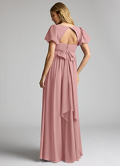 Azazie Madisynn Brautjungfernkleider für Schwangere Schleifen Chiffon Bodenlänge Kleid image2
