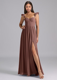 Azazie Denisse Suknie dla druhen Linia A Marszczony Szyfon Do ziemi Sukienka image5