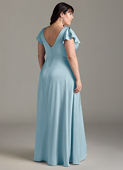 Azazie Omari Brautjungfernkleider A-Linie Stretch-Satin Kleid Stimmungsvolles Blau image8