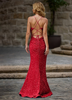 Luxey Rood Fluwelen pailletten galajurk image2