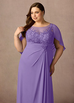 Azazie Hera Mother of the Bride Dresses Tahiti A-Line Lace Capelet Chiffon Dress image11