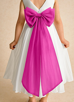 Azazie Margot Abiti da Ragazza di Fiori Abito A-Line in Chiffon Plissettato Avorio Fucsia image8