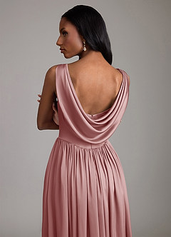 Azazie Novi Bridesmaid Dresses Dusty Rose A-Line with Pockets Stretch Satin Dress image4