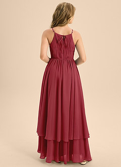 Azazie Elliora Junior A-Linie Plissee Chiffon Kleid Granatapfelrot image2