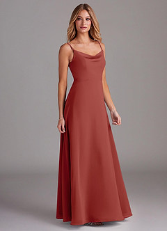 Azazie Daenerys Bridesmaid Dresses Terracotta A-Line Cowl Chiffon Dress image10