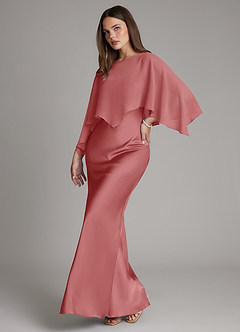 Azazie Ambra Bridesmaid Dresses Antique Rose Mermaid Pleated Stretch Satin Dress image5