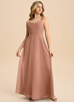 Azazie Shale Junior Bronzer A-Line Bow Chiffon Dress image4