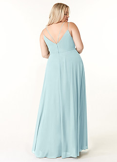 Azazie Janine Bridesmaid Dresses Sea Glass A-Line V-Neck Chiffon Dress image7