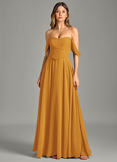 Azazie Chelsey Vestidos de damas de honor Vestido de Caramelo de Gasa de Corte en A Convertible con Vestidos sin tirantes image6