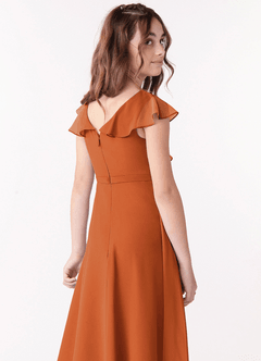 Azazie Posie Junior A-Linie Gestreift Chiffon Kleid Kanel image5
