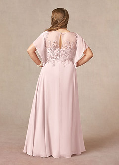 Azazie Faviola Final Sale Blushing Pink A-Line Boatneck sequins Chiffon Dress image9