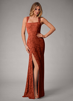 Azazie Luci Bridesmaid Dresses Auburn Mermaid Pleated Floral Burnout Convertible Dress image1