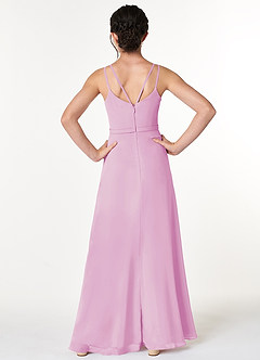 Azazie Janine Junior Candy Pink A-Line Chiffon Dress image2