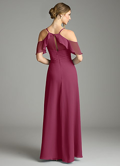 Azazie Dakota Bridesmaid Dresses Mulberry A-Line V-Neck Pleated Chiffon Dress image2