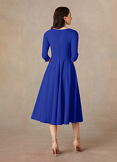 Azazie Nassif Mother of the Bride Dresses Royal Blue A-Line Stretch Crepe Dress image4