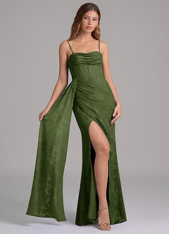 Azazie Amyra Vestidos de damas de honor Vestido de Oliva de Devorado Floral de Corte Sirena Convertible con Vestidos sin tirantes image6