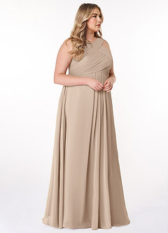 Azazie Kaleigh Abiti da Damigella Abito A-Line in Chiffon Plissettato Taupe image10