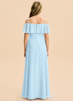 Azazie Maggie Junior Sky Blue A-Line Off the Shoulder Chiffon Dress image2