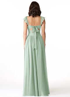 Azazie Lissa Bridesmaid Dresses Agave A-Line Lace Chiffon Dress image2