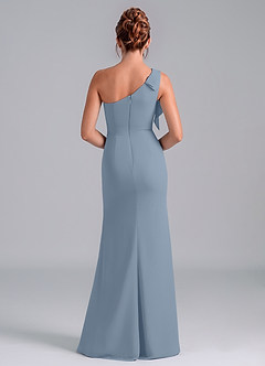 Azazie Rinna Bridesmaid Dresses Dusty Blue Mermaid One Shoulder Chiffon Dress image2