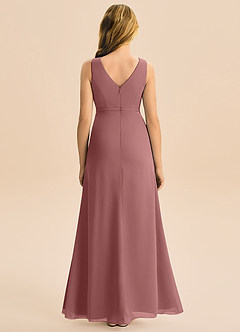 Azazie Floris Junior Robe Trapèze en Mousseline de soie Plissée Rose Du Désert image3