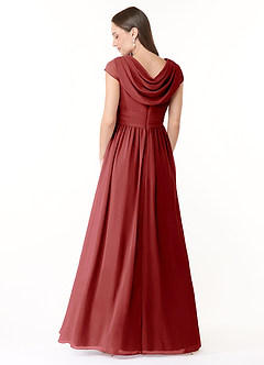 Azazie Organa Bridesmaid Dresses Rust A-Line Pleated Chiffon Dress image2