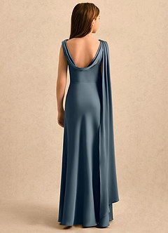 Azazie Sanah Girls Formal Flower Girl Klänningar Klänning A-Line i Stretch Satin Plisserad image2
