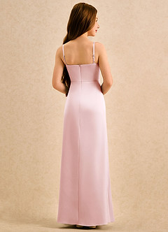 Azazie Bundt Girls Formal Abiti da Ragazza di Fiori Abito A-Line in Raso Elasticizzato Plissettato Rosa Rossore image2