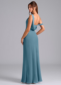 Azazie Madelyn Brautjungfernkleider Wandelbar Meerjungfrau-Linie One-Shoulder Chiffon Kleid Bermudablau image6