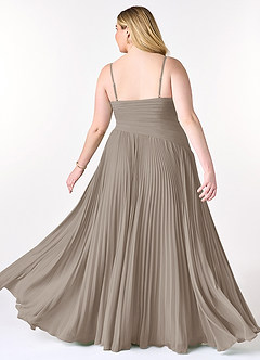 Azazie Vini Abiti da Damigella Abito A-Line in Chiffon con Scollo a V a Pieghe Taupe image9